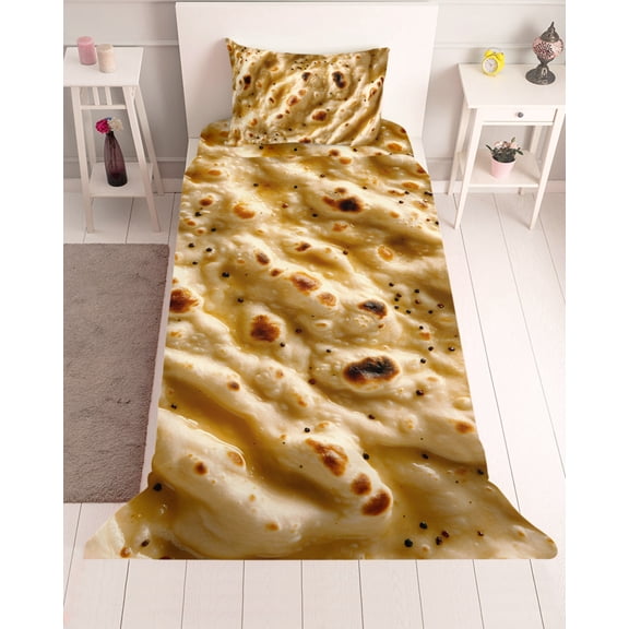 3 Piece Twin Sheet Set Bread Sheets Set for Twin Size Bed, Breathable Soft Microfiber Bed Sheets Cooling Farmhouse Brown Chic Abstract Food Texture Fitted Sheet Deep Pocket, Pillowcases