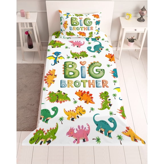 3 Piece Twin Sheet Set Cartoon Dinosaurs Sheets Set for Twin Size Bed, Breathable Soft Microfiber Bed Sheets Cooling Funny Dino Cute Boys Girls Children Fitted Sheet Deep Pocket, Pillowcases