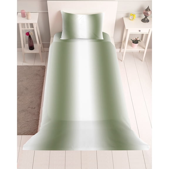 3 Piece Twin Sheet Set Dark Green Sheets Set for Twin Size Bed, Breathable Soft Microfiber Bed Sheets Cooling Modern Gradient Vertical Stripes Geometric Fitted Sheet Deep Pocket, Pillowcases