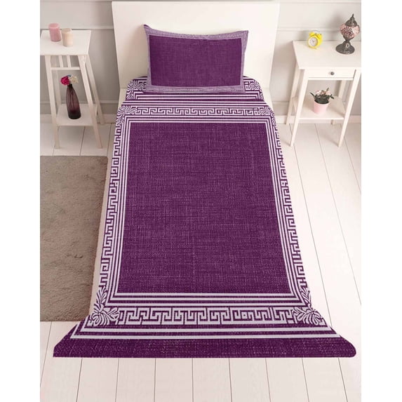 3 Piece Twin Sheet Set Dark Purple Retro Greek Key Sheets Set for Twin ...
