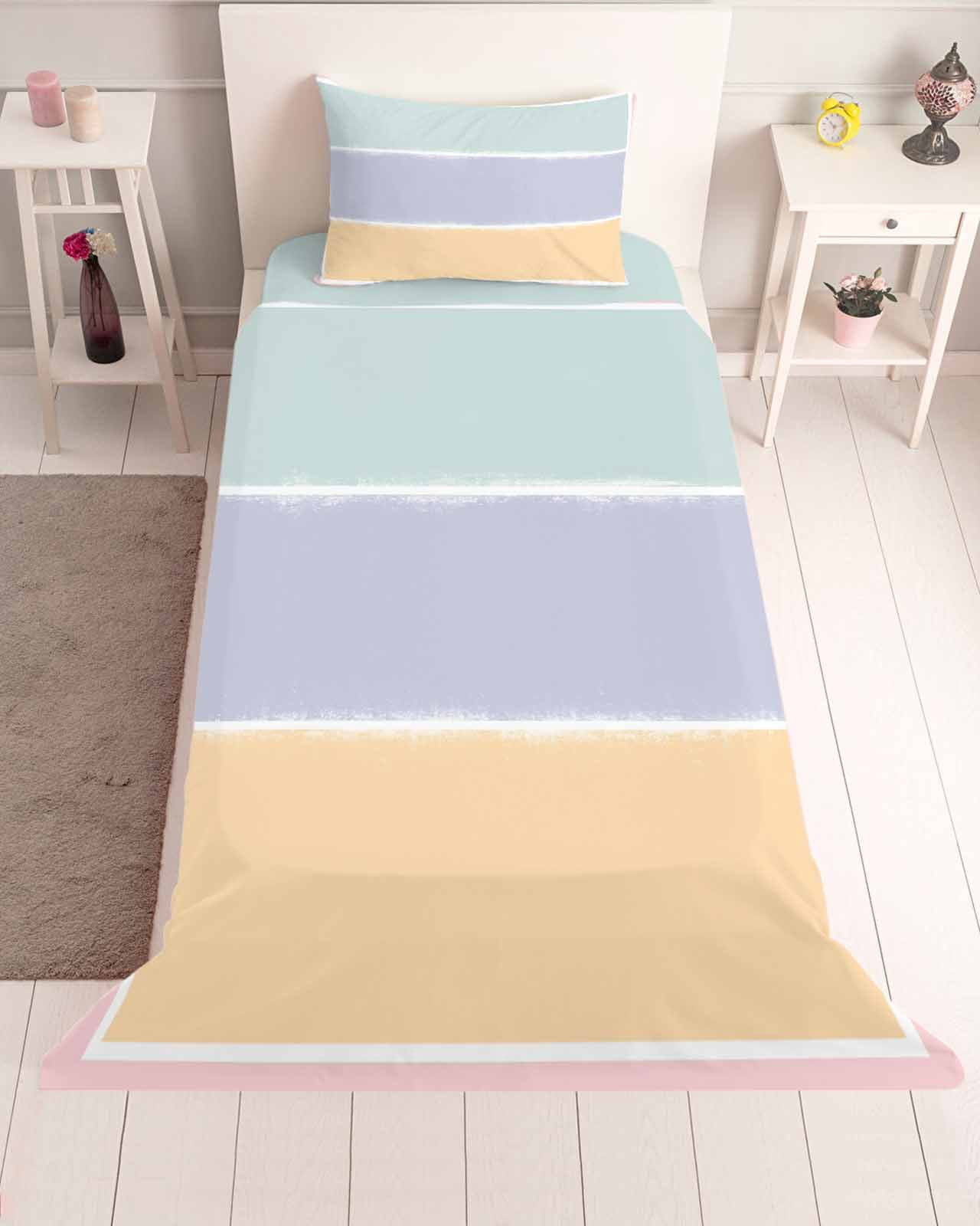 3 Piece Twin Sheet Set Green Purple Yellow Sheets Set for Twin Size Bed ...