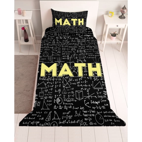 3 Piece Twin Sheet Set Mathematics Formulas Sheets Set for Twin Size Bed, Breathable Soft Microfiber Bed Sheets Cooling Modern Abstract Art Math Geometric Fitted Sheet Deep Pocket, Pillowcases