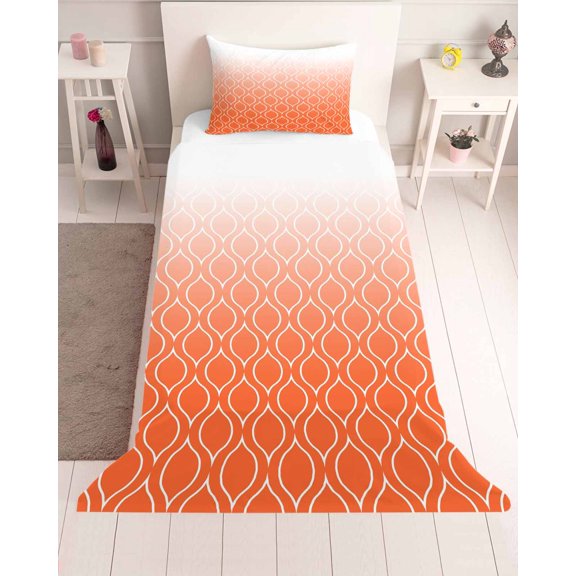3 Piece Twin Sheet Set Morocco Orange Sheets Set for Twin Size Bed, Breathable Soft Microfiber Bed Sheets Cooling Modern Geometric Gradient Simple Fitted Sheet Deep Pocket, Pillowcases