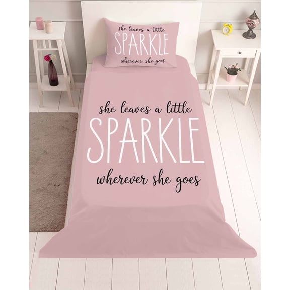 3 Piece Twin Sheet Set Pink Sheets Set for Twin Size Bed, Breathable Soft Microfiber Bed Sheets Cooling She Leaves A Little SPARKLE Wherever She Goes Fitted Sheet Deep Pocket, Pillowcases