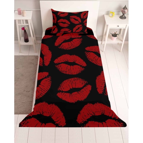 3 Piece Twin Sheet Set Red Lips Sheets Set for Twin Size Bed ...