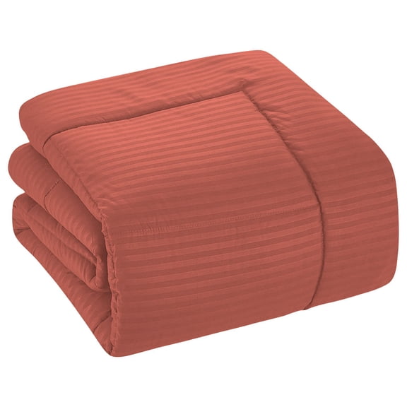 3 Piece Universal V Berth Comforter, 800 TC, 100% Egyptian Cotton, Twin/Twin XL Size Brick Red Striped