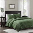 thumbnail image 1 of 3 Piece Velvet Quilt Set Green King/Cal King, 1 of 8