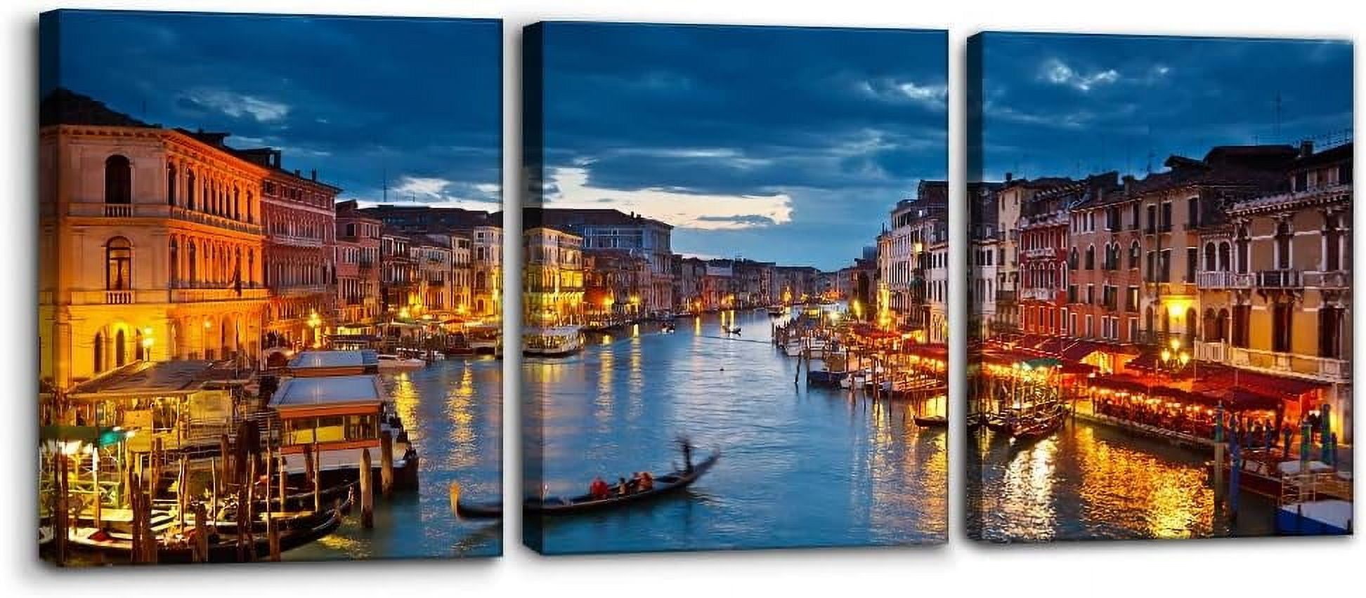 3 Piece Venice Night View Giclee Canvas Prints Wall Art Italy Venice ...
