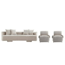 3-Piece Verandah 112" XL Sofa and 2 Accent Chairs with Solid Wood Frame in Beige