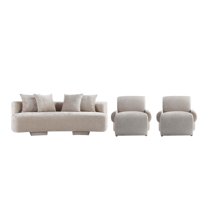 3-Piece Verandah 90.6" Sofa and 2 Accent Chairs with Solid Wood Frame in Beige