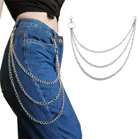 3-Piece Versatile Jeans Chain Set, adjustable Wallet & Pocket Chain for Hip-Hop Pants and Casual Style
