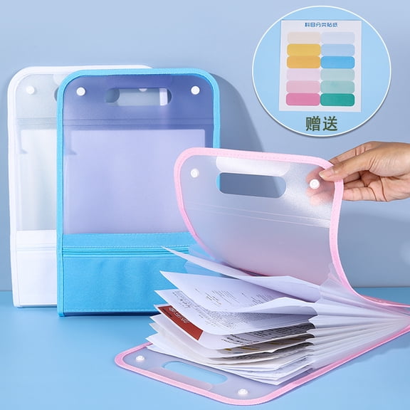 3 Piece Vertical Expanding Folder A4 Letter Size Paper Document Receipt Organizer File Folder for Classroom, Home, Office and Travel- White Blue Pink