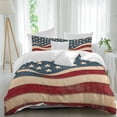 thumbnail image 1 of 3 Piece Vintage American Flag Duvet Cover Set California King,Microfiber Comforter/Quilt Cover with Corner Ties and 2 Pillowcases,Blue Red White Star US Flag All Season Bedding with Zipper Closure, 1 of 8