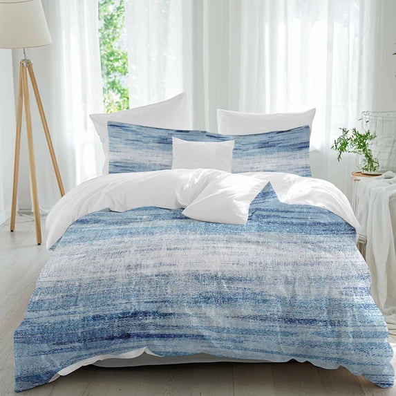 3 Piece Vintage Blue Duvet Cover Set California King,Microfiber Comforter/Quilt Cover with Corner Ties and 2 Pillowcases,Retro Blue Ombre Modern Abstract Art All Season Bedding with Zipper Closure