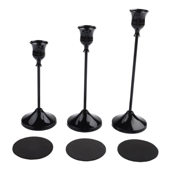3-Piece Vintage Brass Conical Candlestick Set - for Decor