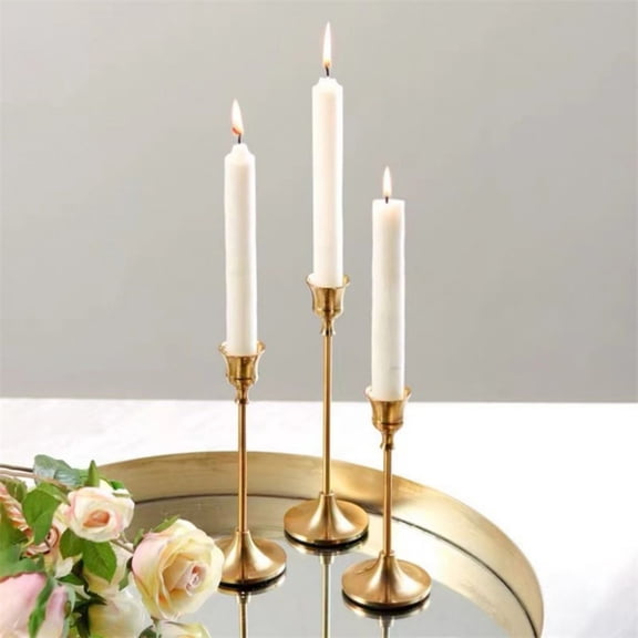 3-Piece Vintage Candle Holder Set, European Style Candlestick Decorations for Weddings, Parties, Home and Hotel