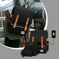 thumbnail image 1 of 3 Piece Vintage Laptop Backpack with Usb Charging Port, Elegant Water Resistant Travelling Casual Daypacks College Shoulder Bag for Men Women, Tear Resistant, Fits Up To 17Inch Laptop In Black, 1 of 7