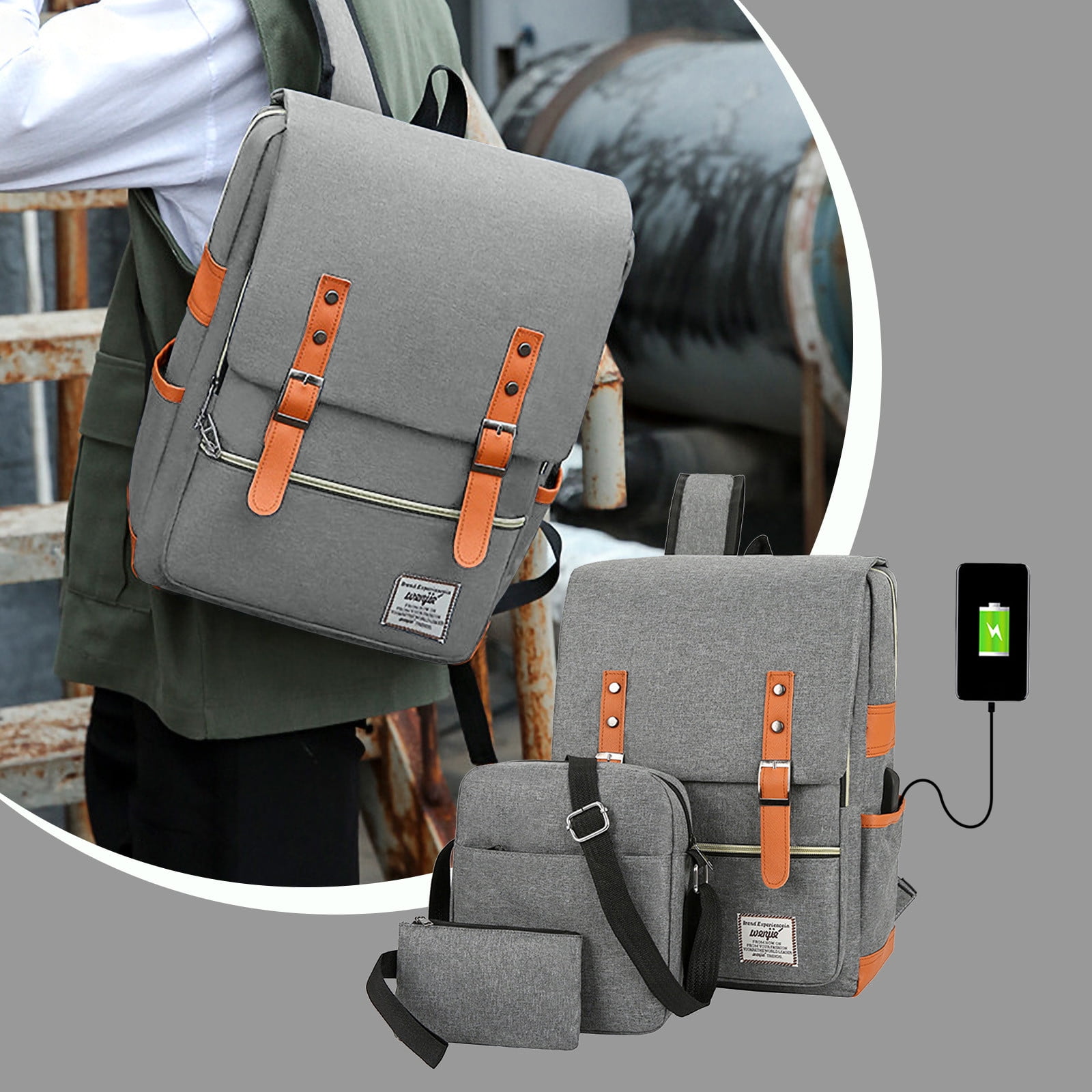 Vintage Style Laptop Backpack For Travel - Water Resistant Daypack With Shoe Compartment & Luggage Strap, Men & Women