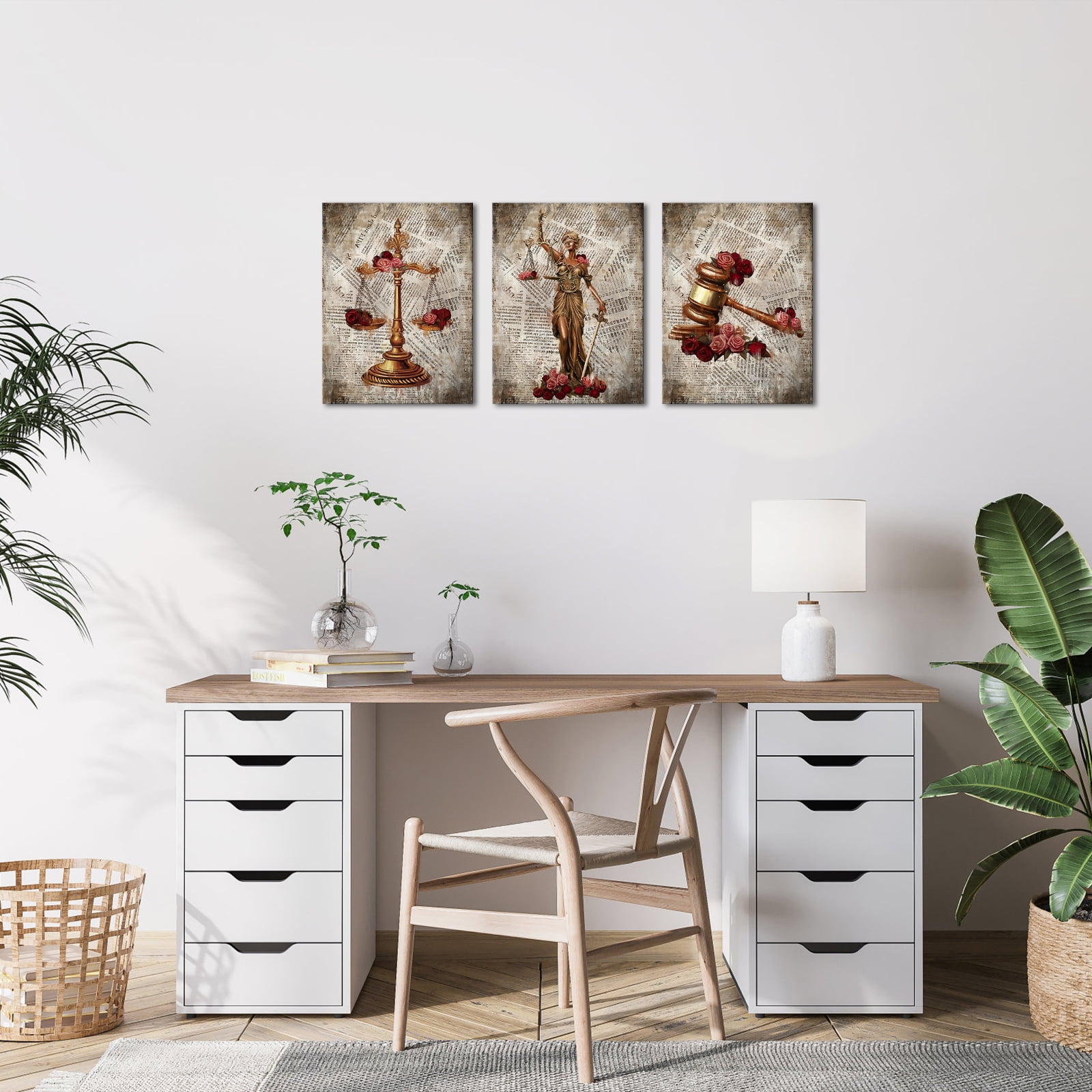 3 Piece Vintage Legal Canvas Wall Art Law Firm Scales Justice Hammer ...