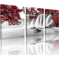 thumbnail image 1 of 3 Piece Wall Art Black White and Red Waterfall Picture Prints Autumn Forest Tree Landscape Painting Nature Canvas Artwork for Home Office Bathroom Living Room Decor Framed Ready to Hang, 1 of 6