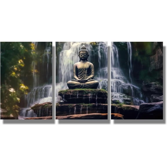 3 Piece Wall Art Buddha Statue at Sunset Wall Art for Bedroom Prints Spiritual Meditation Paintings Canvas Artwork Wall Decor Canvas d Wall Hanging Decor 16x24inchx3