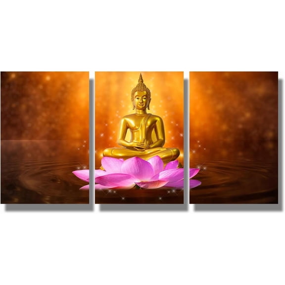 3 Piece Wall Art Buddha Statue at Sunset Wall Art for Bedroom Prints Spiritual Meditation Paintings Canvas Artwork Wall Decor Canvas d Wall Hanging Decor 16x24inchx3
