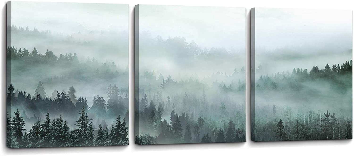 3 Piece Wall Art for Living Room Misty Forests Print Picture Framed ...