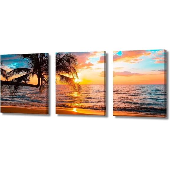 3 Piece Wall Art Mountain Waterfall Posters for Bedroom Autumn Forest Landscape Wall Art Prints Stream Sunset Nature Scenery Canvas Art Wall Decor and Stretched