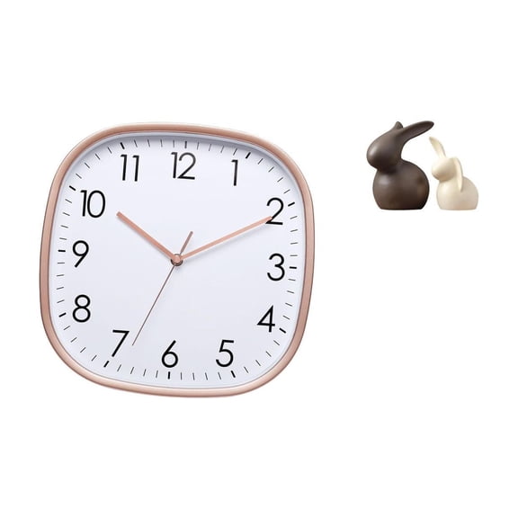 3 Piece Wall Clock Ceramic Statue Figurines Quiet Sweep Movement for Home Office Living Room Decor
