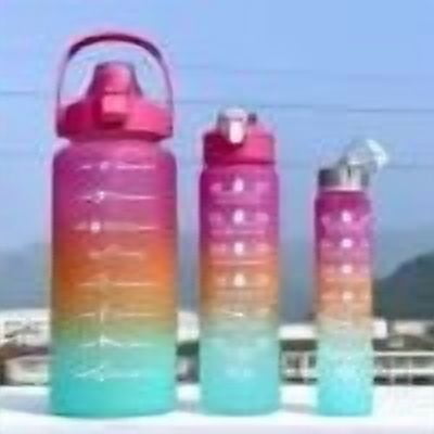 3-Piece Water Bottle Set with Time Marker Straw