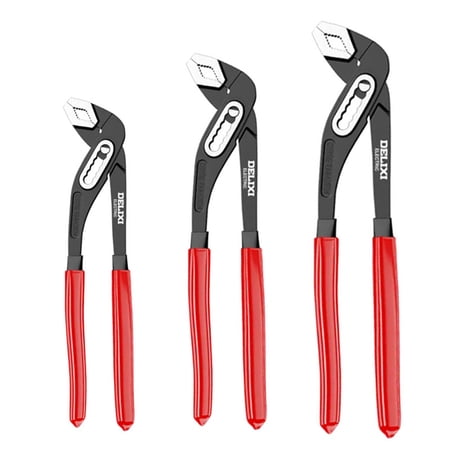 3-Piece Water Pump Pliers Set 8/10/12 Inch, Quick Release Adjustable Wrench with Comfort Grip, Chrome Vanadium Steel