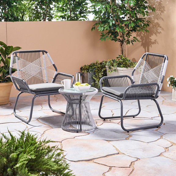 3 - Piece Waterproof Fabric Chat Set in Gray - Perfect for Sharing Lemonade Outdoors