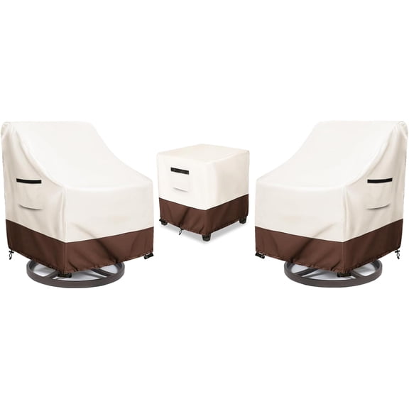 3-Piece Waterproof Outdoor Bistro Set Cover for 2 Swivel Chairs and Coffee Table