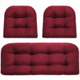 thumbnail image 1 of 3-Piece Waterproof Tufted Outdoor Cushion Set, 1 Bench Cushion and 2 Seat Cushions for Patio Furniture Sofa Settee Couch, Red, 1 of 8