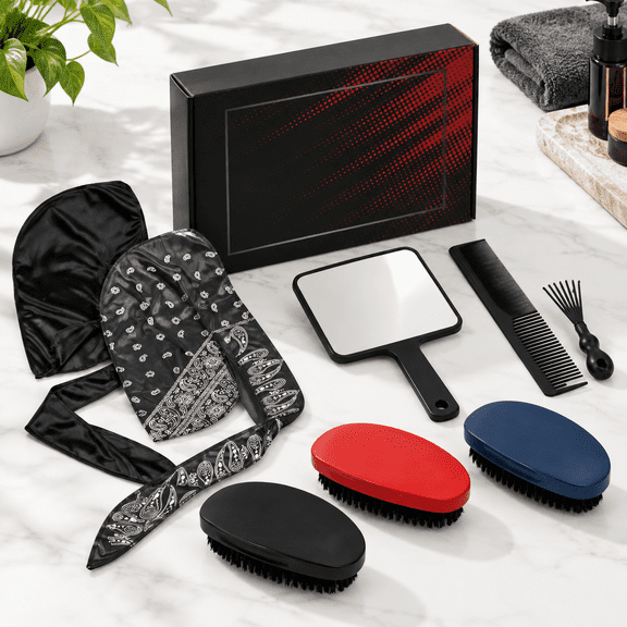 3-Piece Wave Brush Set with Accessories Kit for 360 Waves Hair Styling