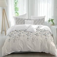 thumbnail image 1 of 3 Piece Weeping Flowers Duvet Cover Set California King,Microfiber Comforter/Quilt Cover with Corner Ties and 2 Pillowcases,Blue Grey Spring Floral Botanical Rustic Burlap Bedding with Zipper Closure, 1 of 8