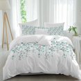 thumbnail image 1 of 3 Piece Weeping Flowers Duvet Cover Set Queen Size,Microfiber Comforter/Quilt Cover with Corner Ties and 2 Pillowcases,Teal Grey Summer Spring Floral Botanical Art Soft Bedding with Zipper Closure, 1 of 8