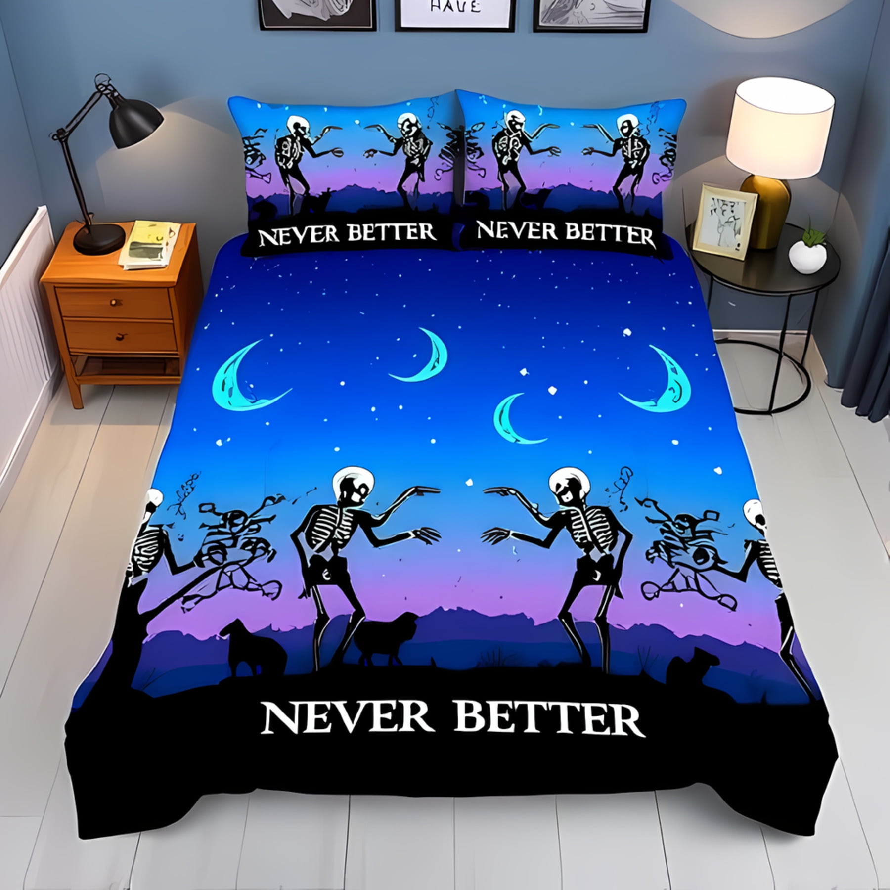 Skeleton Dance 3-Piece Quilted Bedding Set NCU0NT609