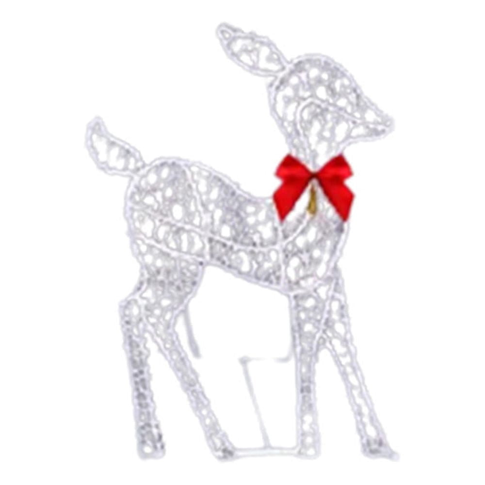 Lighted Reindeer Family Set – 3-Piece White Fabric Deer With 210 Lights For Indoor/Outdoor Christmas