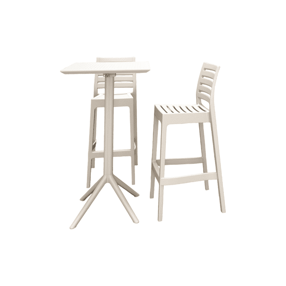 Luxury Commercial Living 3-Piece White Stackable Outdoor Patio Bar Set 42.5"