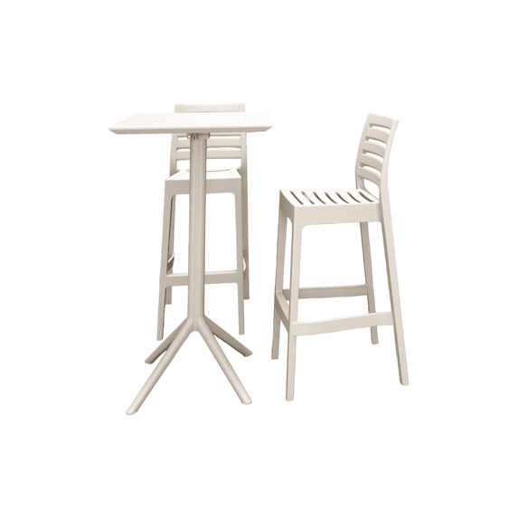 Luxury Commercial Living 3-Piece White Stackable Outdoor Patio Bar Set 42.5"