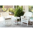 thumbnail image 1 of 3 Piece White Wicker Chair And End Table Set With Tan Chair Cushion, 1 of 1