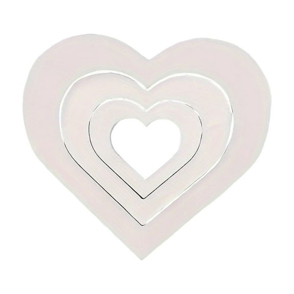 3-Piece White Wooden Heart Decorations Layered Romantic Desktop Ornaments for Valentines Day, Wedding Room, or Gift Box Display