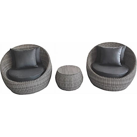 3 Piece Wicker Barrel Set, Dark & Medium Gray