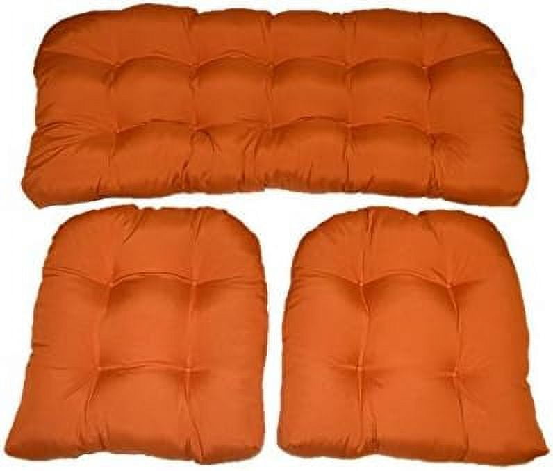 3 Piece Wicker Cushion Set - Clay/Pottery/Rust Orange Indoor/Outdoor ...