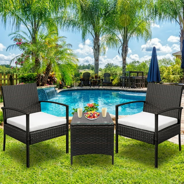 3 Piece Wicker Patio Set on Clearance, Outdoor Patio Furniture Sets