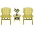 thumbnail image 1 of Outdoor Bistro Sets, 3 Piece All-Weather Chairs Set, Patio Conversation Chairs Sets with 2 Armchairs and Coffee Table with Open Shelf, for Yard, Deck, Poolside, Yellow, 1 of 10