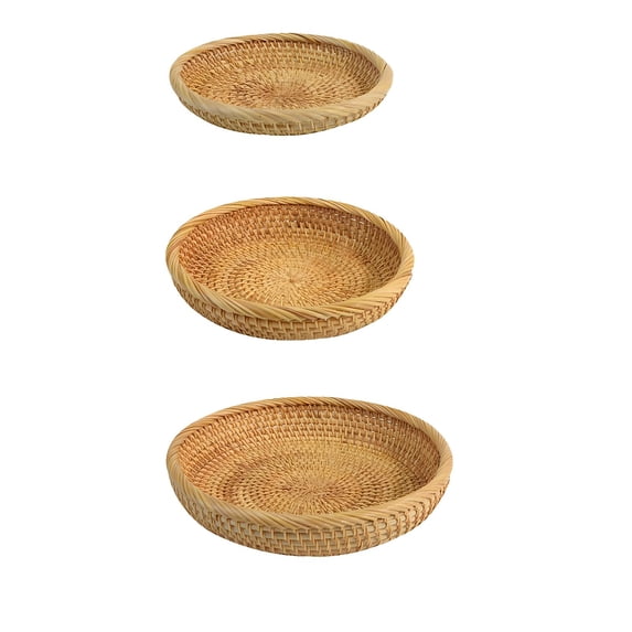 3 Piece Wicker Woven Fruit Basket Set for Kitchen Counter Storage ...