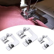 3-Piece Wide Rolled Hem Presser Foot Set - 1/2", 3/4", 1" Hemmer Feet for Brother, Singer & Low Shank Machines (Professional Grade)