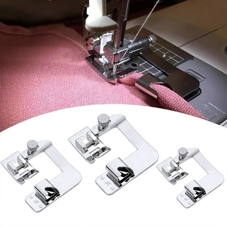 3-Piece Wide Rolled Hem Presser Foot Set - 1/2", 3/4", 1" Hemmer Feet for Brother, Singer & Low Shank Machines (Professional Grade)